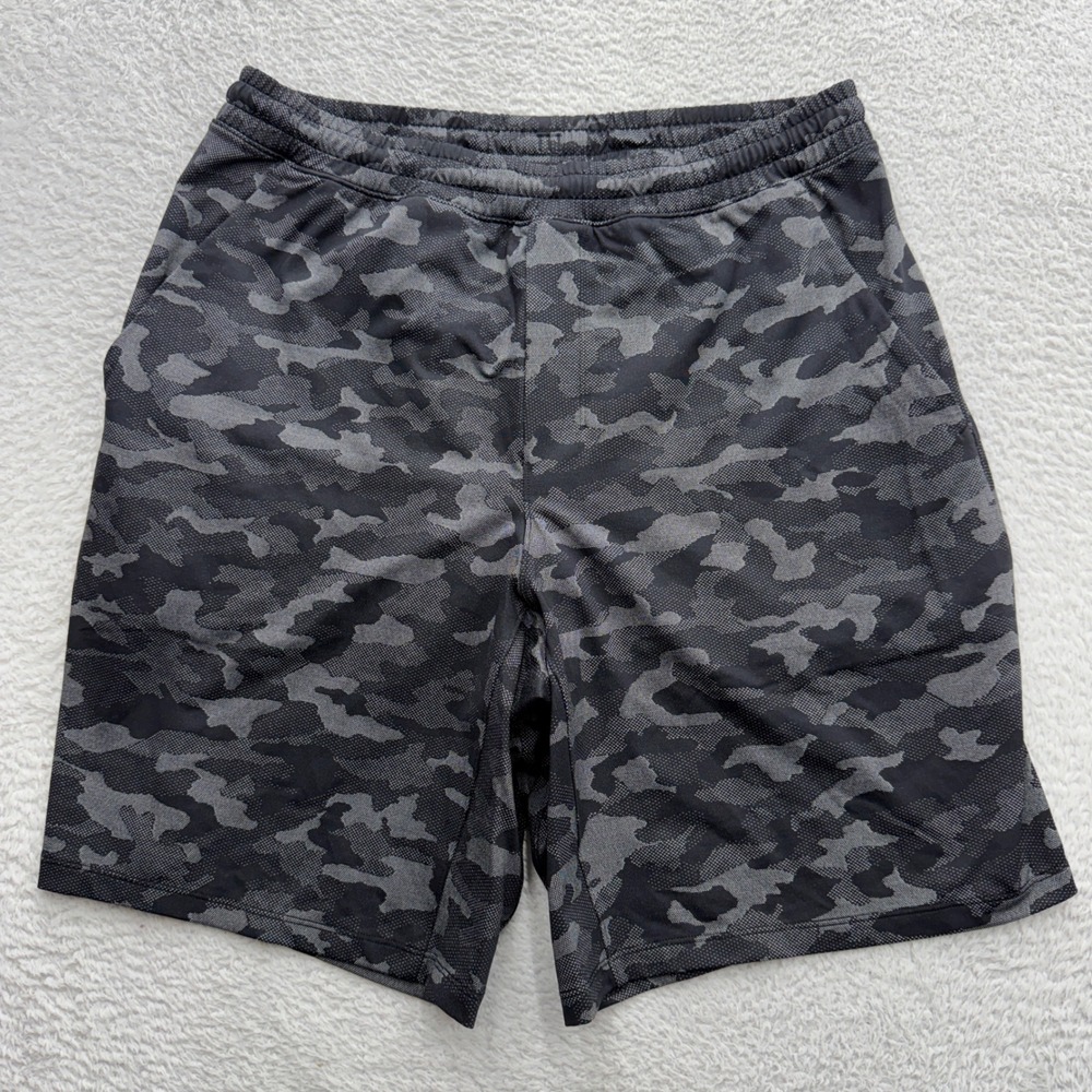 Lululemon Mens THE Short 9 Inch Liner Camo Black Grey LM7ANGS Size Large